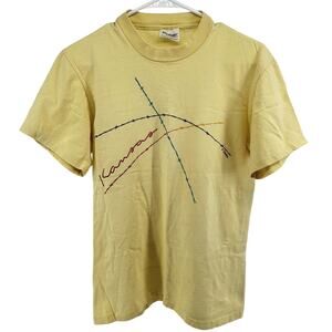 Vintage Stedman Kansas T-Shirt Super Hi-cru 80s Graphic 100% Cotton Yellow M